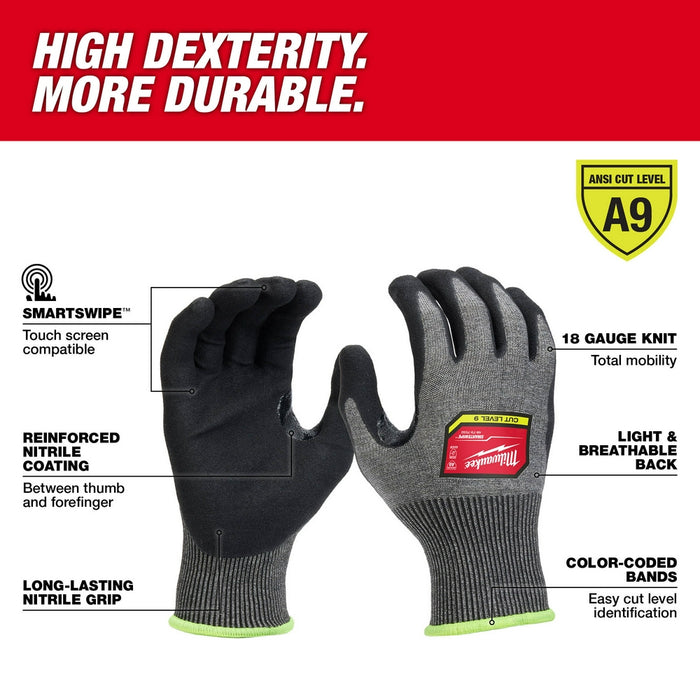MILWAUKEE Cut Level 9 High-Dexterity Nitrile Dipped Gloves