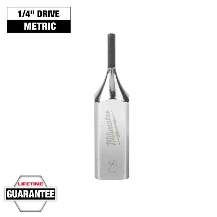 MILWAUKEE Dados con punta hexagonal con accionamiento de 1/4" - Métricos
