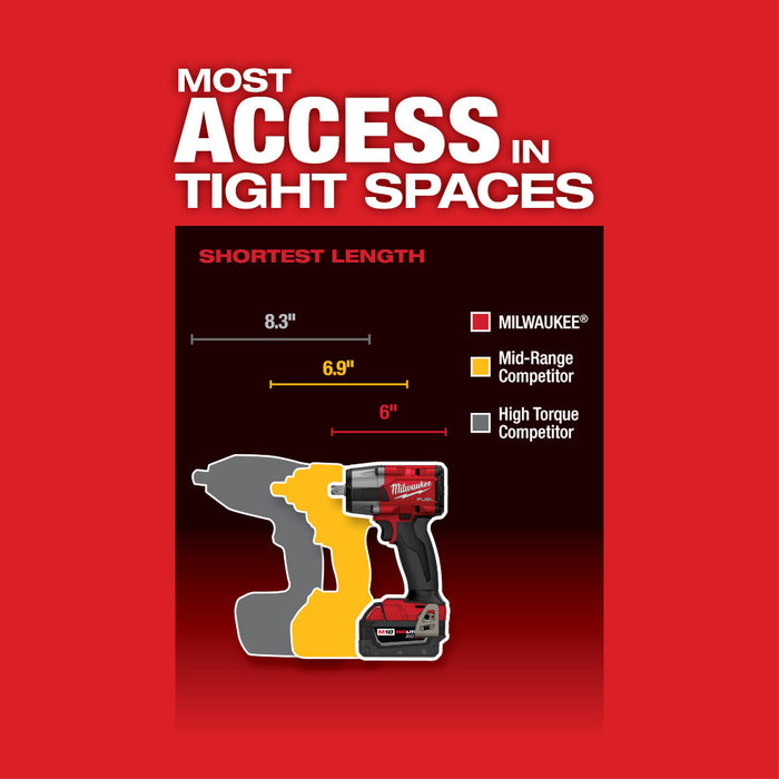 MILWAUKEE M18 FUEL™ 1/2 " Mid-Torque Impact Wrench w/ Pin Detent (Tool Only)