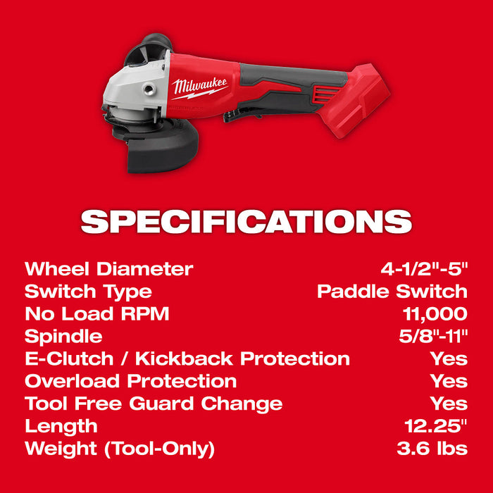 MILWAUKEE M18™ 4-1/2" / 5" Cut-Off Grinder w/ Paddle Switch (Tool Only)