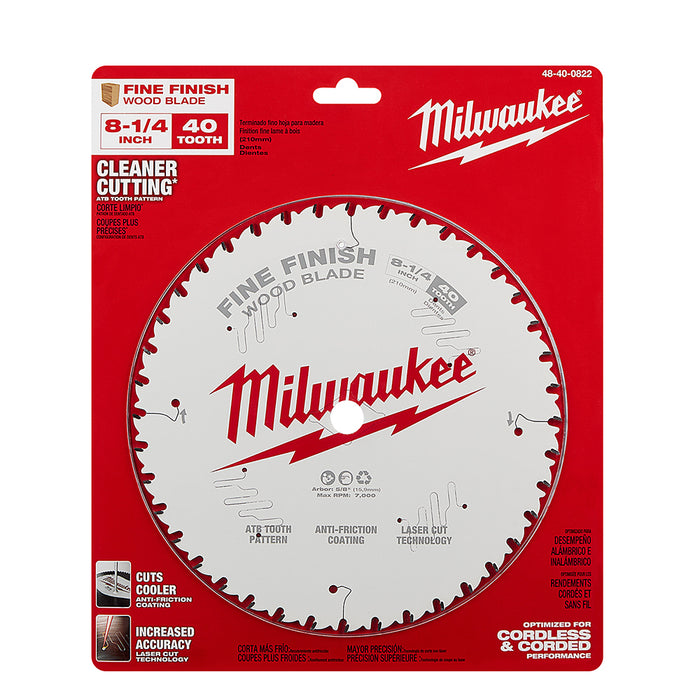 MILWAUKEE 8-1/4" 40T Circular Saw Wood Cutting Blade