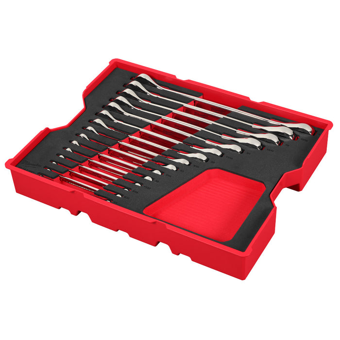 Milwaukee 15pc. Metric Ratcheting Combination Wrench Set with Tray for PACKOUT™ Drawers 48-22-0157