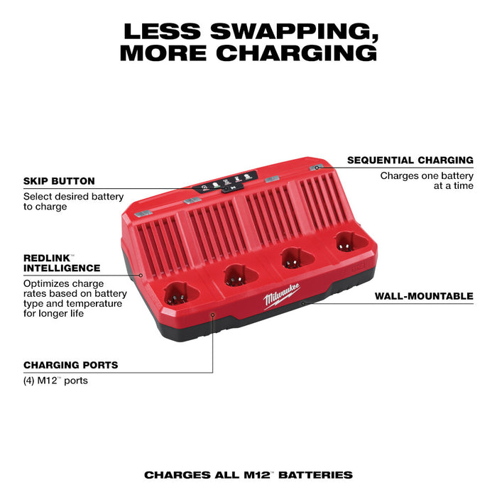 MILWAUKEE M12™ Four Bay Sequential Charger