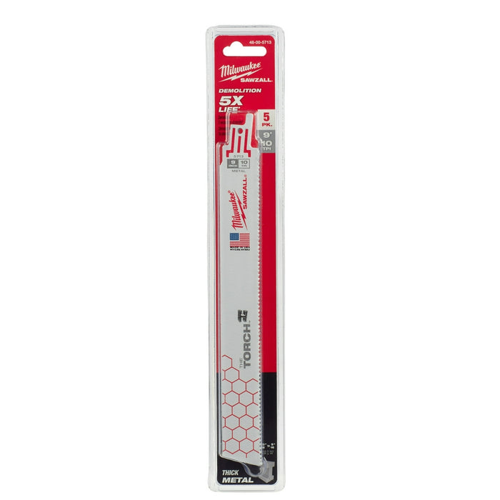 MILWAUKEE 10 TPI TORCH™ Metal SAWZALL® Blade For Schedule 80 Pipe & Rebar (5 PACK)