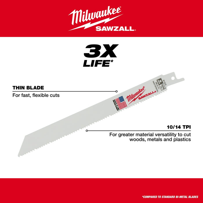 MILWAUKEE 10/14 TPI SAWZALL® Standard Multi-Material Blades