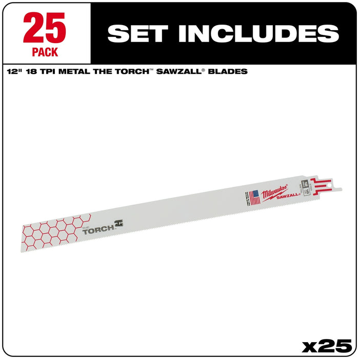 MILWAUKEE 18 TPI TORCH™ Metal SAWZALL® Blade For Rigid Conduit & Unistrut (25 PACK)