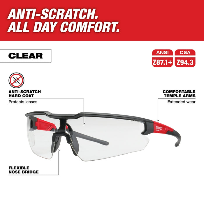 MILWAUKEE Safety Glasses - Clear Anti-Scratch Lenses (3 PACK)