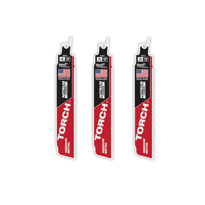 MILWAUKEE 10 TPI TORCH™ Medium Metal SAWZALL® Blade w/ NITRUS CARBIDE™ (3 PACK)
