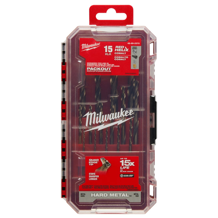 MILWAUKEE 15 PIEZAS. Juego de brocas de cobalto RED HELIX™