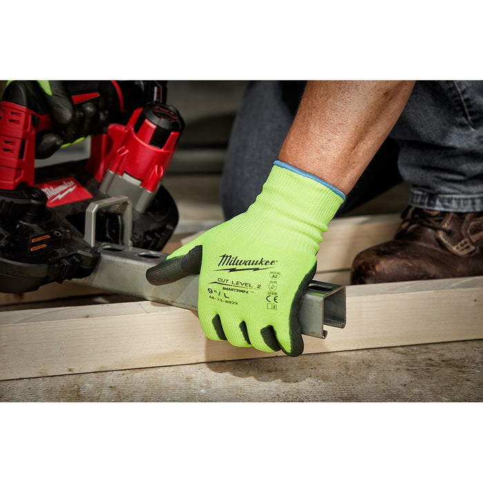 Milwaukee Tools 12PK CUT 2 HI VIS GLOVE - M 48-73-8921B