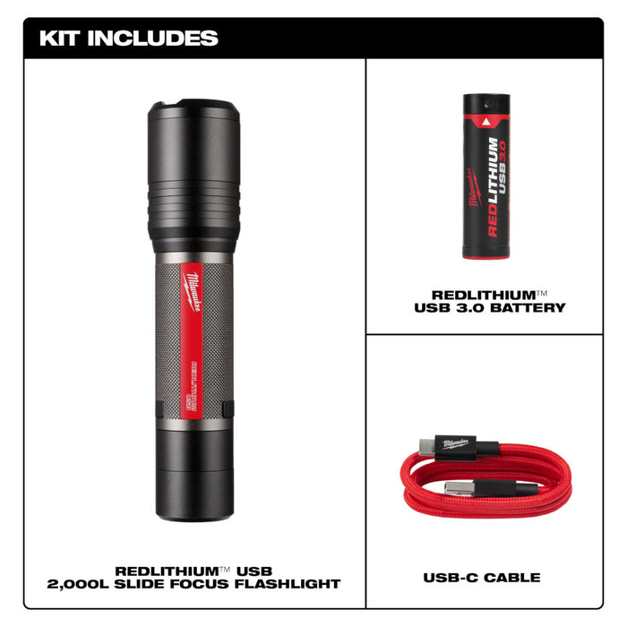 MILWAUKEE REDLITHIUM™ USB Slide Focus Flashlight