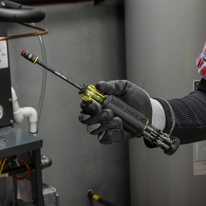 KLEIN TOOLS 14-IN-1 HVAC Adjustable-Length Impact Screwdriver w/ Flip Socket