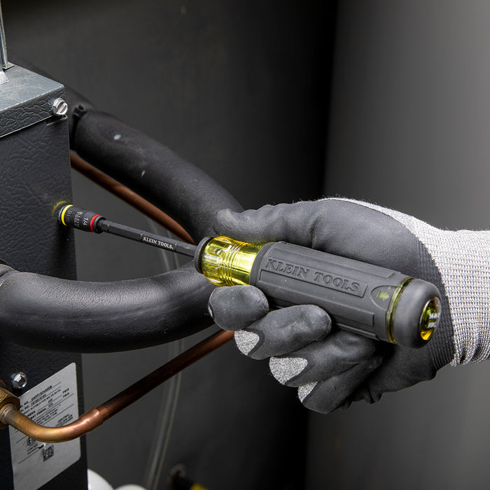 KLEIN TOOLS 14-IN-1 HVAC Adjustable-Length Impact Screwdriver w/ Flip Socket