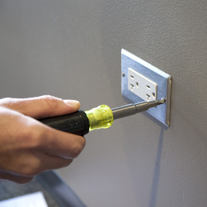 KLEIN TOOLS Multi-Bit Screwdriver / Nut Driver, 10-IN-1, Phillips, Slotted Bits