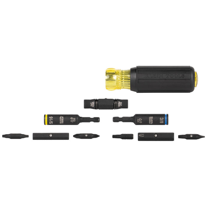 KLEIN TOOLS Impact Rated Multi-Bit Screwdriver / Nut Driver, 11-IN-1