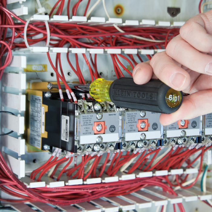 KLEIN TOOLS Multi-Bit Screwdriver / Nut Driver, 6-IN-1, Extended Reach, Ph, Sl