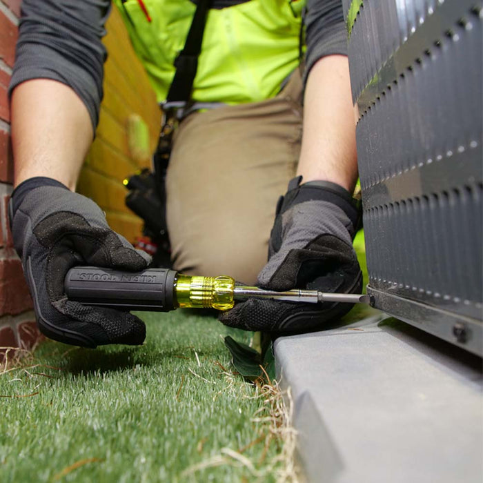 KLEIN TOOLS Multi-Bit Screwdriver / Nut Driver, 6-IN-1, Extended Reach, Ph, Sl