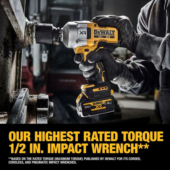 DEWALT 20V MAX* XR Brushless Cordless 1/2 In. High Torque Impact Wrench with Hog Ring Anvil Kit
