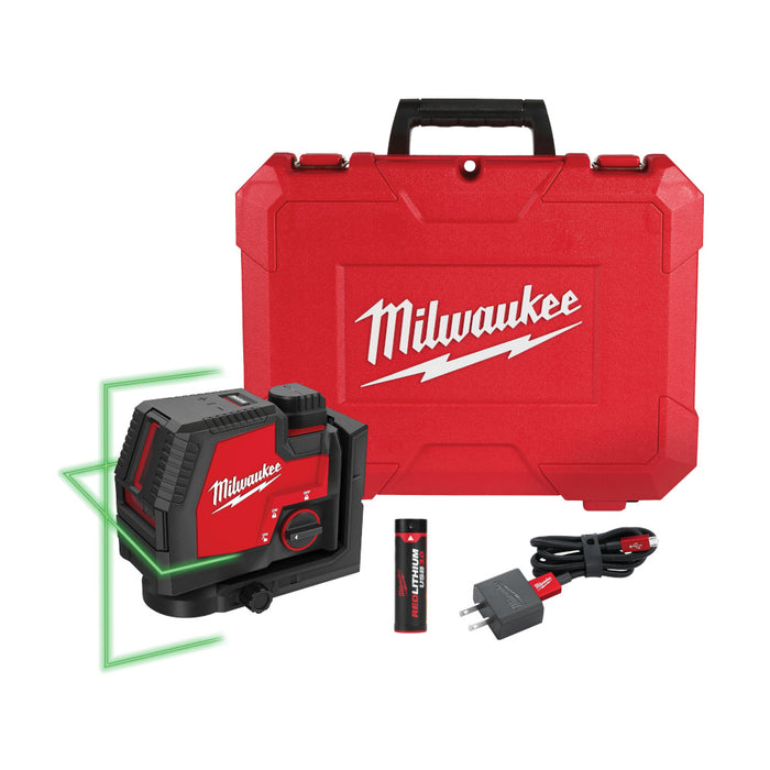 Láser de línea cruzada verde recargable por USB MILWAUKEE