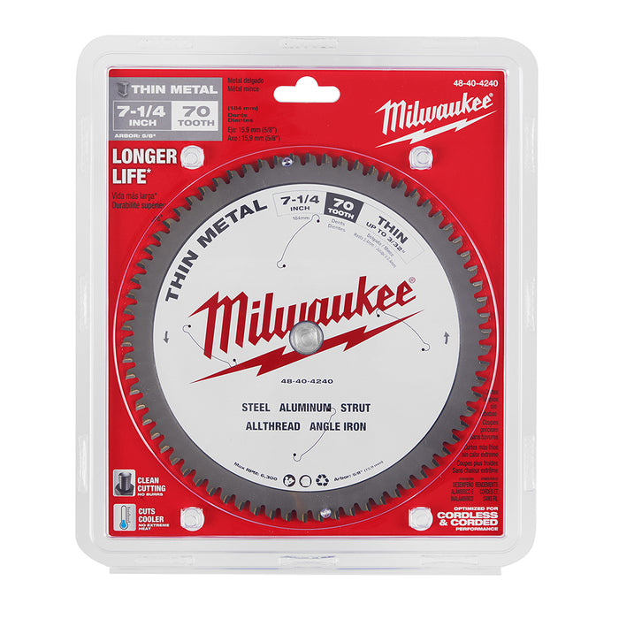 Milwaukee Tools 7-1/4" 70T FERROUS METAL BLADE 48-40-4240