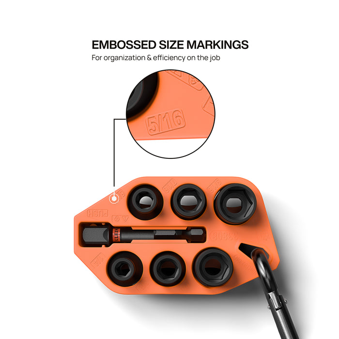 KLEIN TOOLS Grab-And-Go Impact Socket Set, SAE, 7-Piece 33808