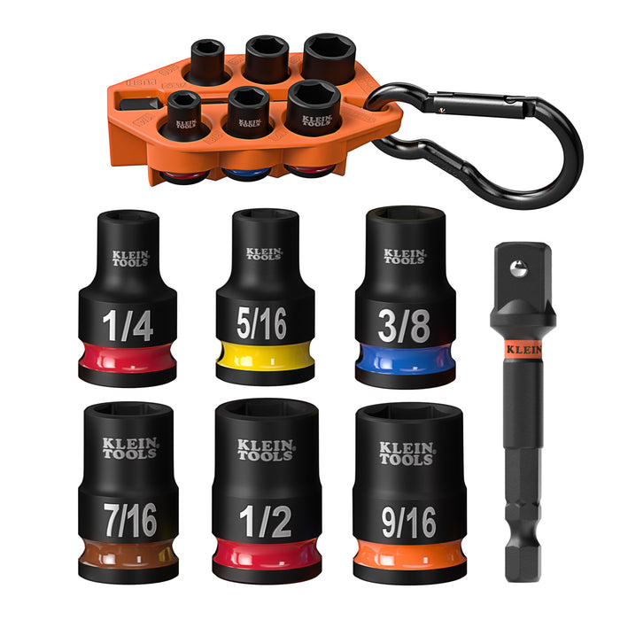 KLEIN TOOLS Grab-And-Go Impact Socket Set, SAE, 7-Piece 33808