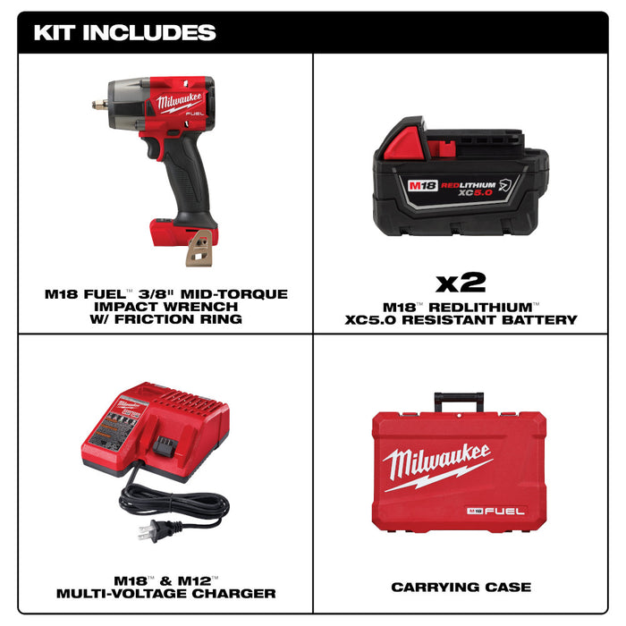 MILWAUKEE M18 FUEL™ 3/8" Mid-Torque Impact Wrench w/ Friction Ring Kit