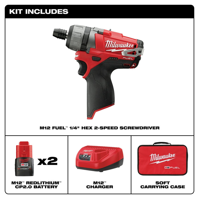 MILWAUKEE M12 FUEL™ 1/4" Hex 2-Speed Screwdriver Kit