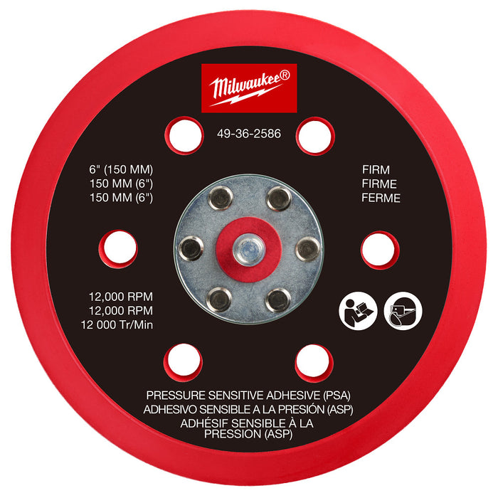 MILWAUKEE 6" Random Orbital Sander Backing Pad - Firm