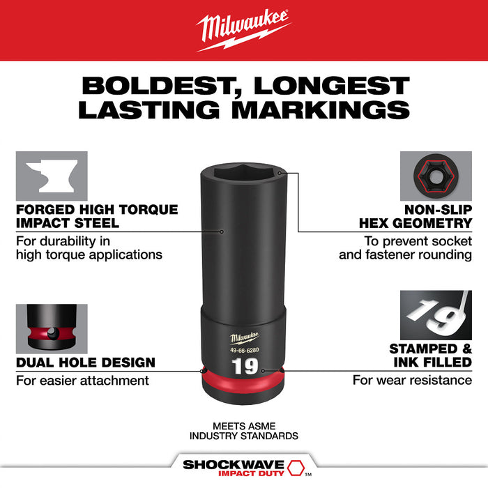 Milwaukee 242pc. 1/4”, 3/8”, & 1/2” Drive Metric & SAE Ratchet & Socket Set with Trays for PACKOUT™ Drawers 48-22-9490