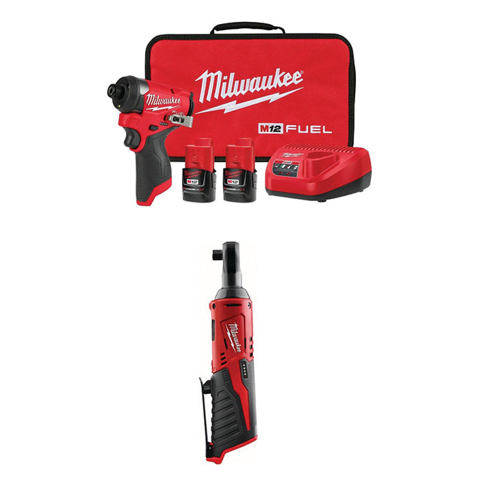 MILWAUKEE M12 FUEL™ 1/4" Hex Impact Driver Kit & FREE M12™ 3/8" Ratchet