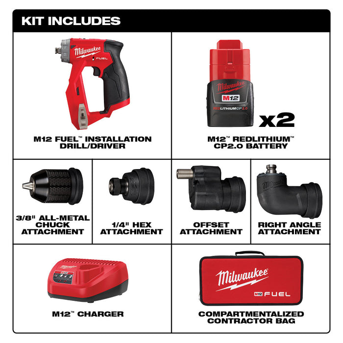 Milwaukee M12 FUEL Installation Drill/Driver Kit M12 2505-22