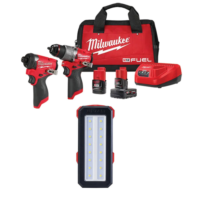 MILWAUKEE M12 FUEL™ 2-Tool Combo Kit & FREE M12™ ROVER™ Service & Repair Flood Light w/ USB Charging