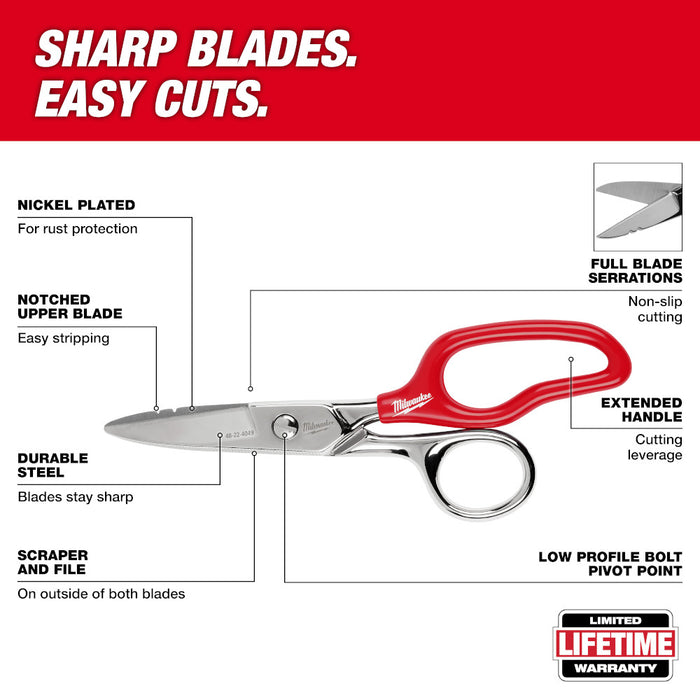 MILWAUKEE Electrician Scissors w/ Extended Handle