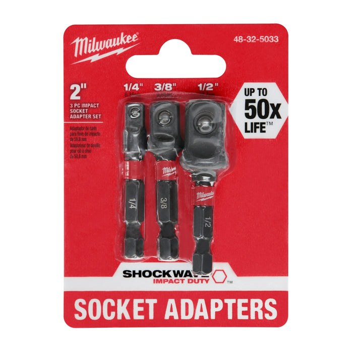 Milwaukee Tools 3PC Socket Adapt (1/4, 3/8, 1/2) 48-32-5033