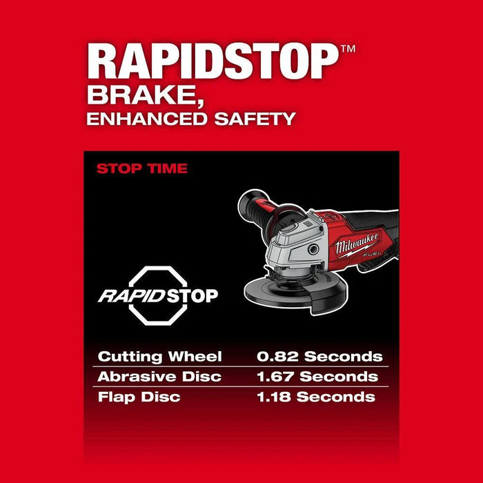 Amoladora con freno MILWAUKEE M18 FUEL™ de 4-1/2" / 5" con interruptor sin bloqueo de paleta (solo herramienta)