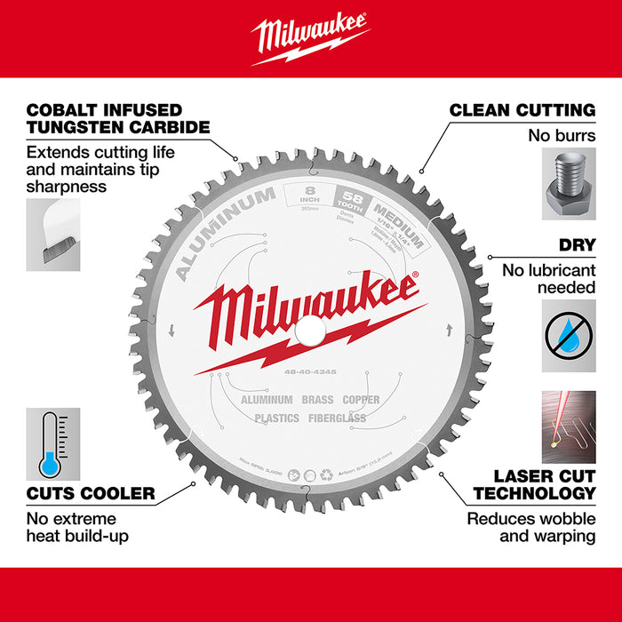 MILWAUKEE 8" 58T Circular Saw Metal Cutting Blade