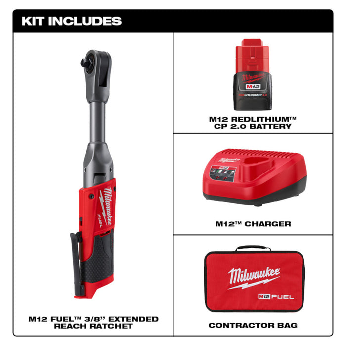 Kit de trinquete de alcance extendido MILWAUKEE M12 FUEL™ de 3/8"