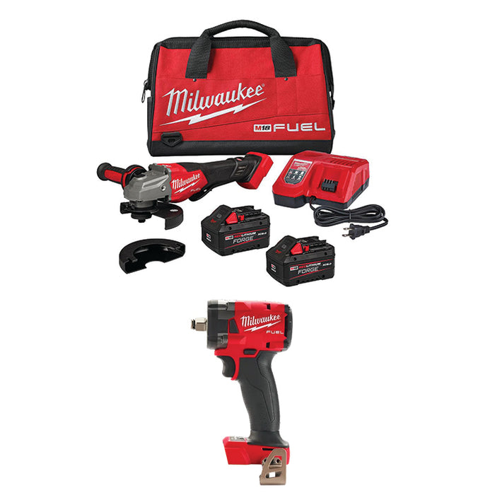 MILWAUKEE M18 FUEL™ 4-1/2"-6" Braking Grinder, Paddle Switch Kit & FREE M18 FUEL™ 1/2 " Compact Impact Wrench w/ Friction Ring