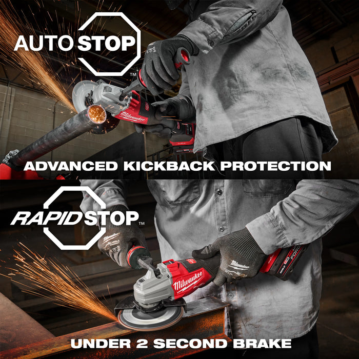 Milwaukee Tools M18 FUEL™ 4 1/2" - 6" Dual Trigger Braking Grinder, Paddle Switch w/ ONE KEY™