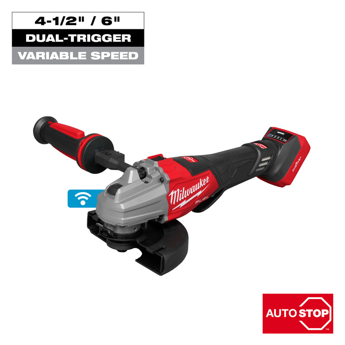 Milwaukee Tools M18 FUEL™ 4 1/2" - 6" Dual Trigger Braking Grinder, Paddle Switch w/ ONE KEY™