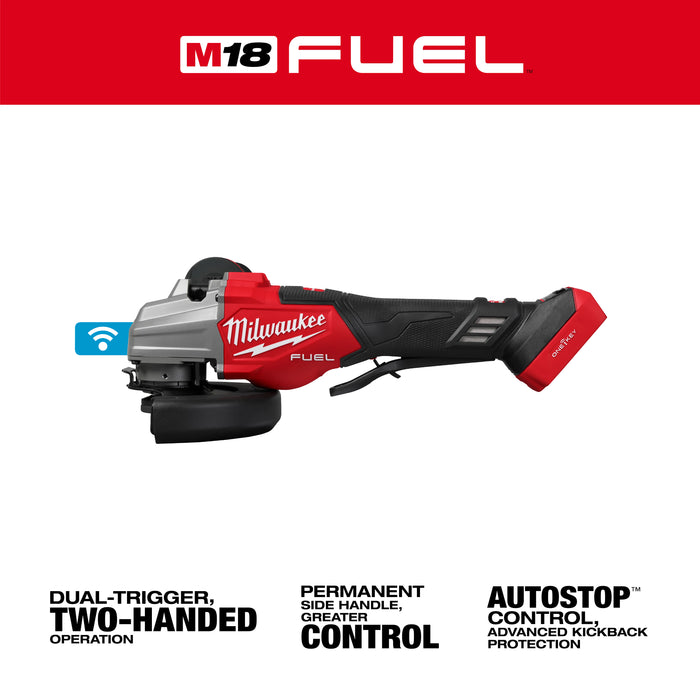 Milwaukee Tools M18 FUEL™ 4 1/2" - 6" Dual Trigger Braking Grinder, Paddle Switch w/ ONE KEY™