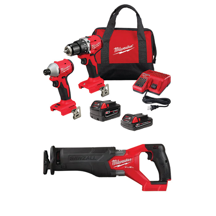 MILWAUKEE M18™ Compact 2-Tool Combo Kit & FREE M18 FUEL™ SAWZALL® Reciprocating Saw