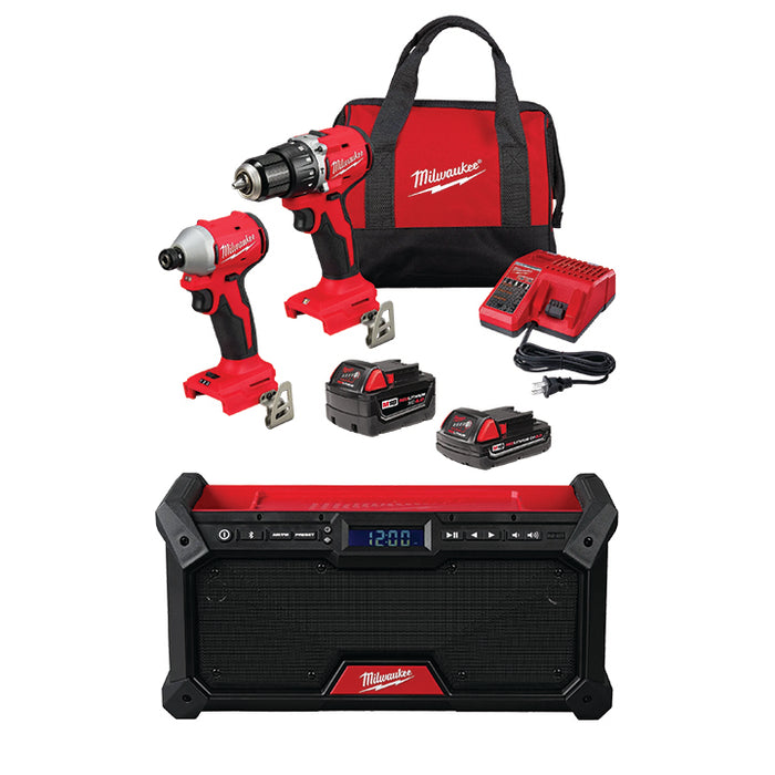 MILWAUKEE M18™ Compact 2-Tool Combo Kit & FREE M18™ Bluetooth® Jobsite Radio