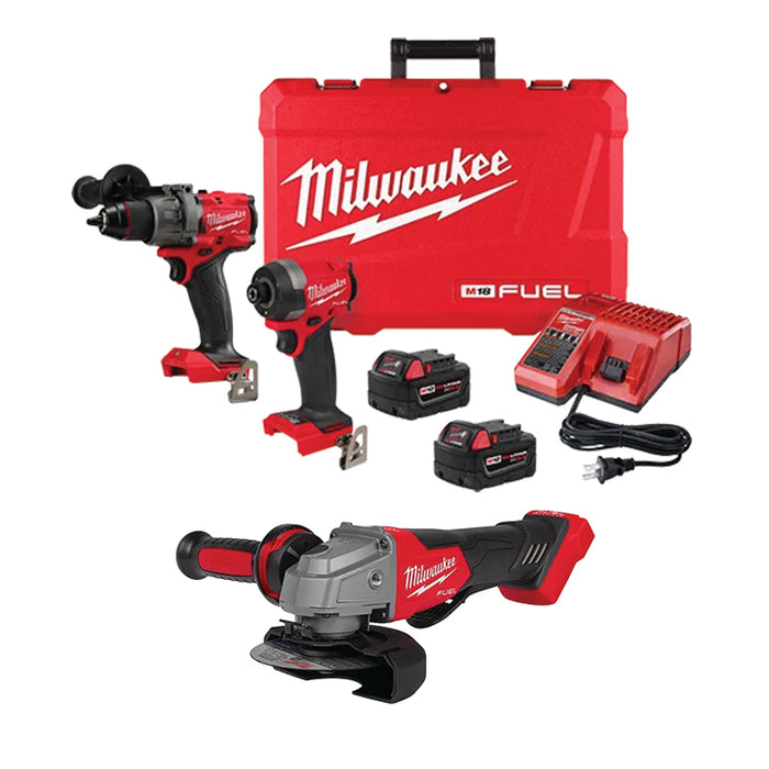 MILWAUKEE M18 FUEL™ 2-Tool Combo Kit & M18 FUEL™ 4-1/2" / 5" Braking Grinder Paddle Switch, No-Lock