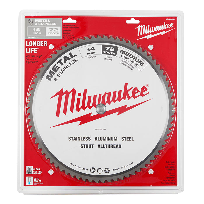 MILWAUKEE 14" 72T Circular Saw Metal Cutting Blade