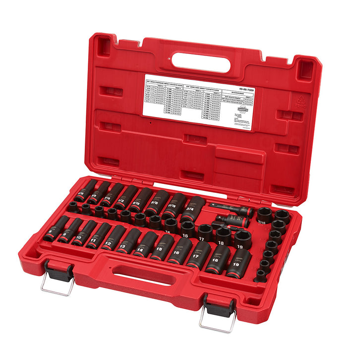 MILWAUKEE 43 PC. SHOCKWAVE IMPACT DUTY 3/8" Drive SAE & Metric Deep 6 Point Socket Set