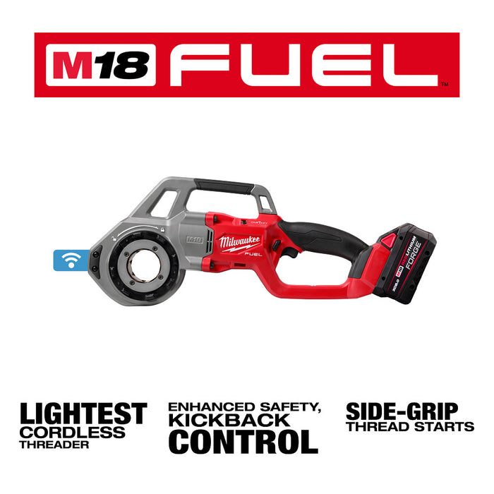 Roscadora de tubos compacta MILWAUKEE M18 FUEL™ con kit ONE-KEY™ con cabezales roscadores compactos de aluminio forjado NPT de 1/2" - 1-1/4"
