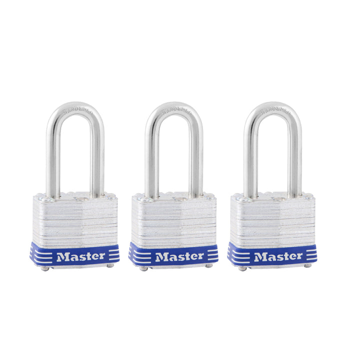 MASTER LOCK 1-9/16" Wide Laminated Steel Pin Tumbler Padlock w/ 1-1/2" Shackle (3 PACK)