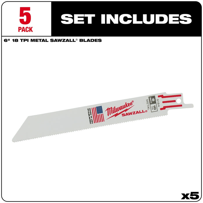 MILWAUKEE 18 TPI SAWZALL® Standard Metal Blades For Rigid Conduit & Unistrut